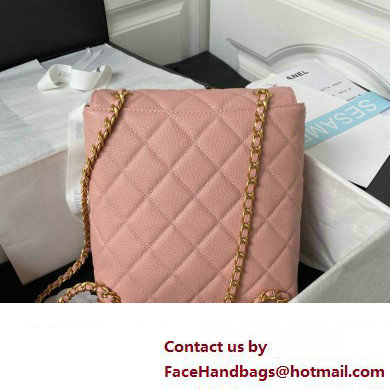 Chanel Grained Calfskin  &  Gold-Tone Metal Chain Backpack Bag AS4490 Pink 2023